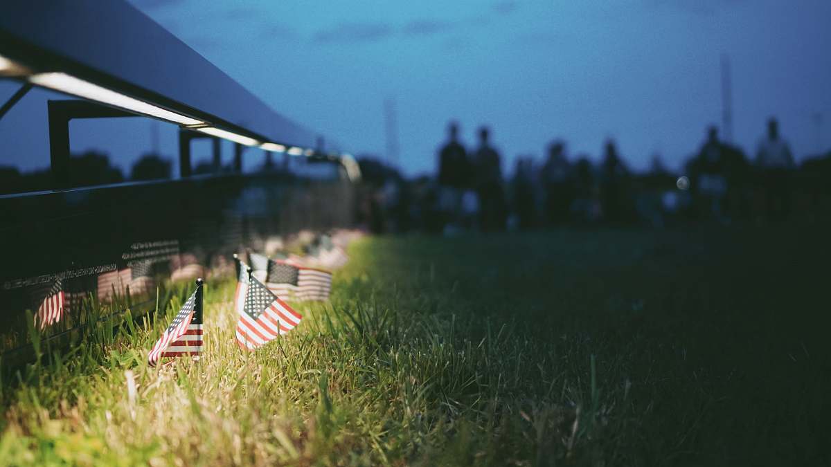 symbol flag of U.S.A. on green grass person