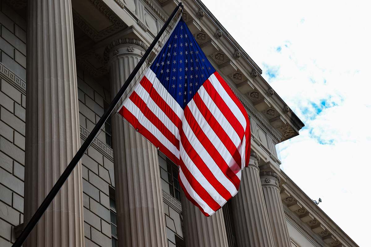 symbol USA flag hanging on wall american flag