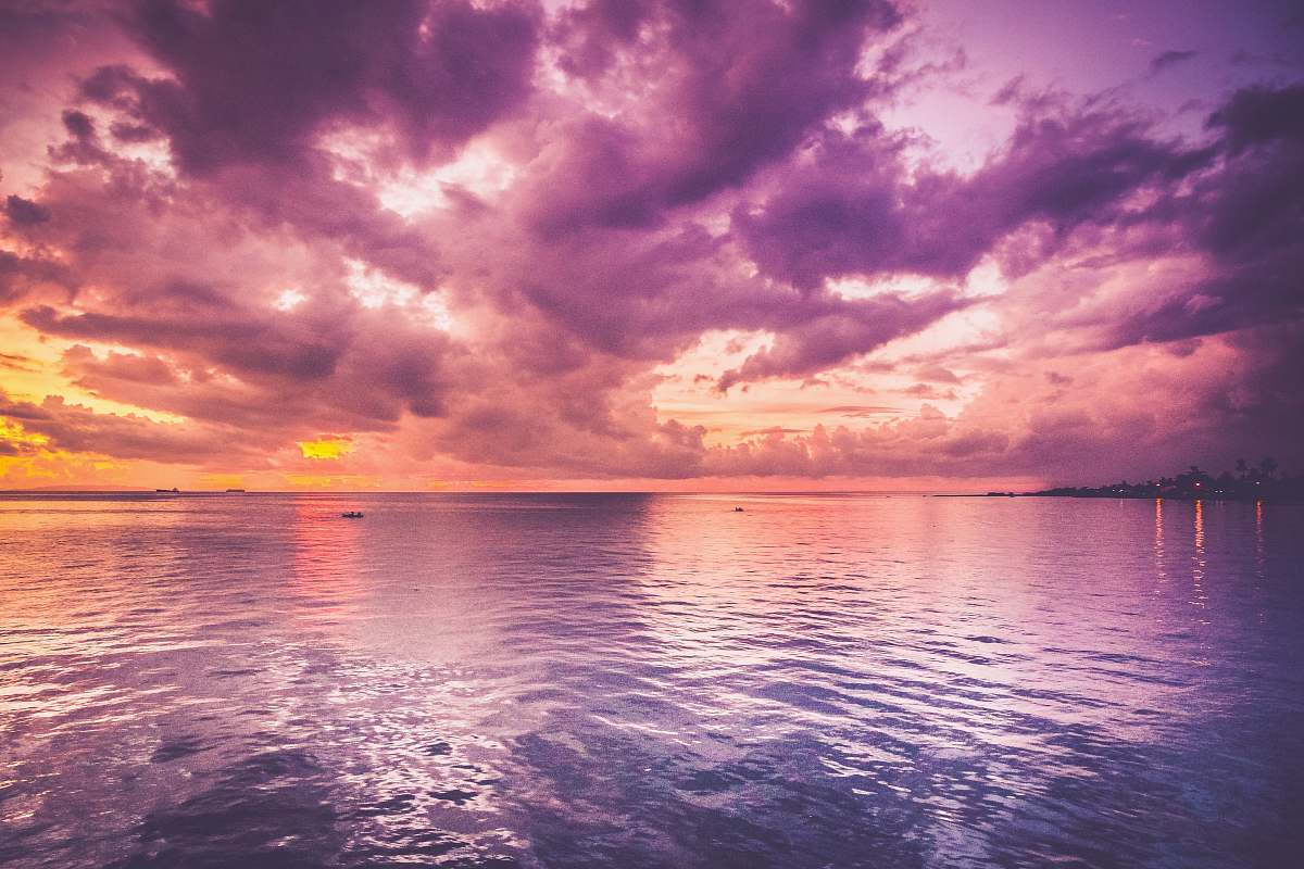 cloud ocean during golden hour pink