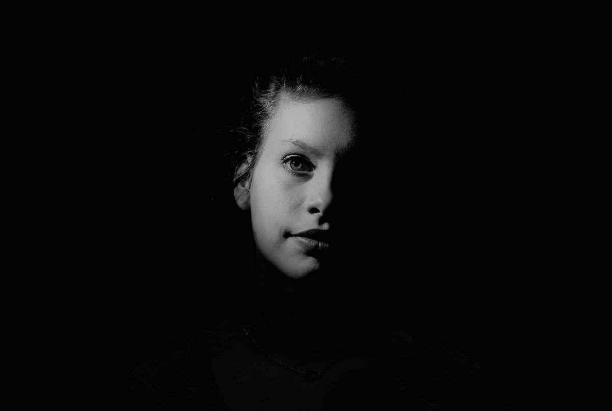face grayscale photography of woman portrait