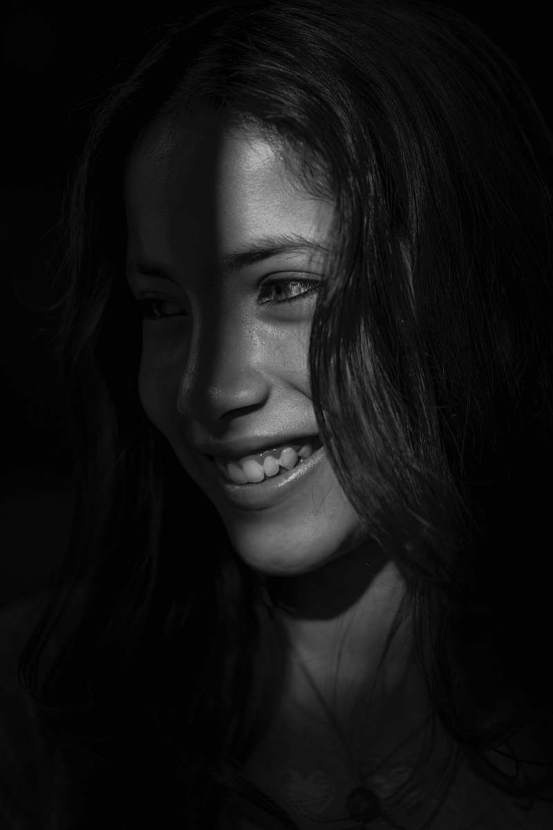 black-and-white  face