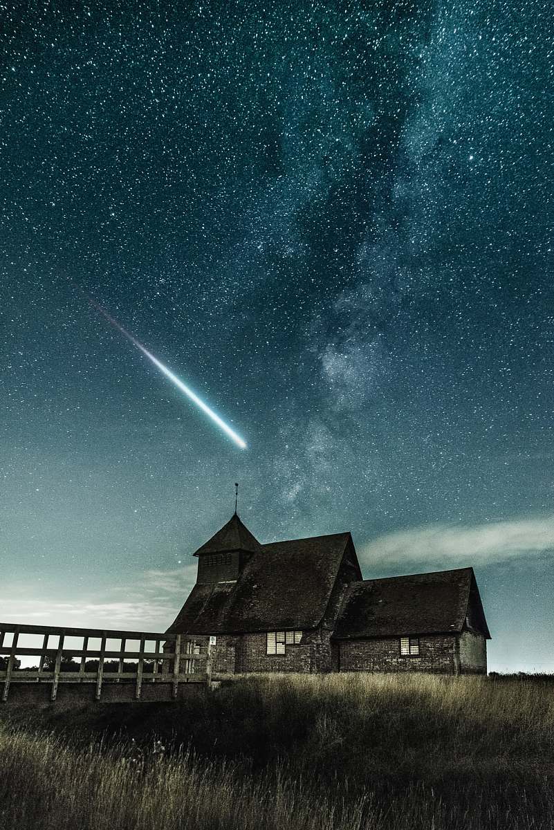 night brown house under stary night galaxy