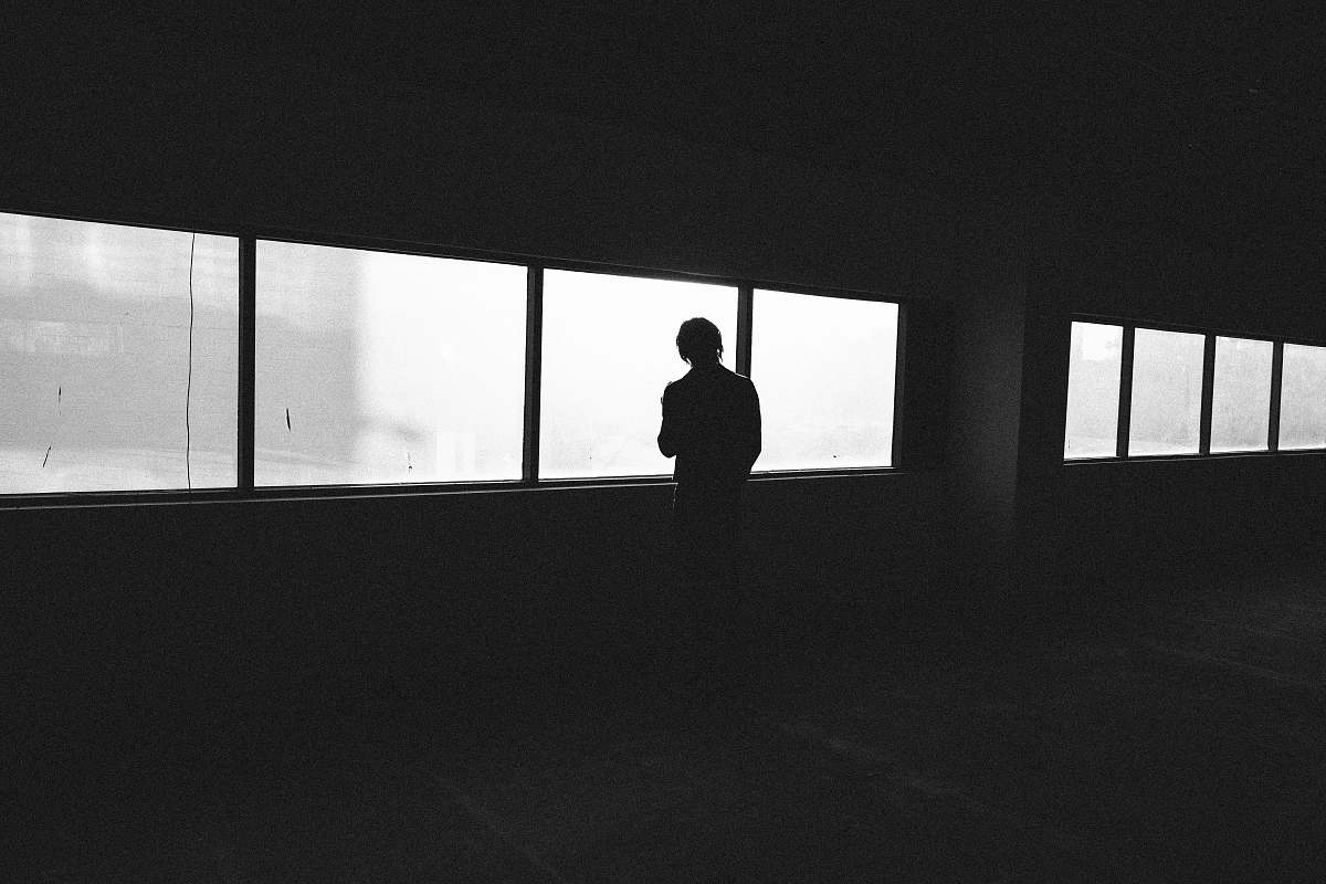 silhouette man in room person