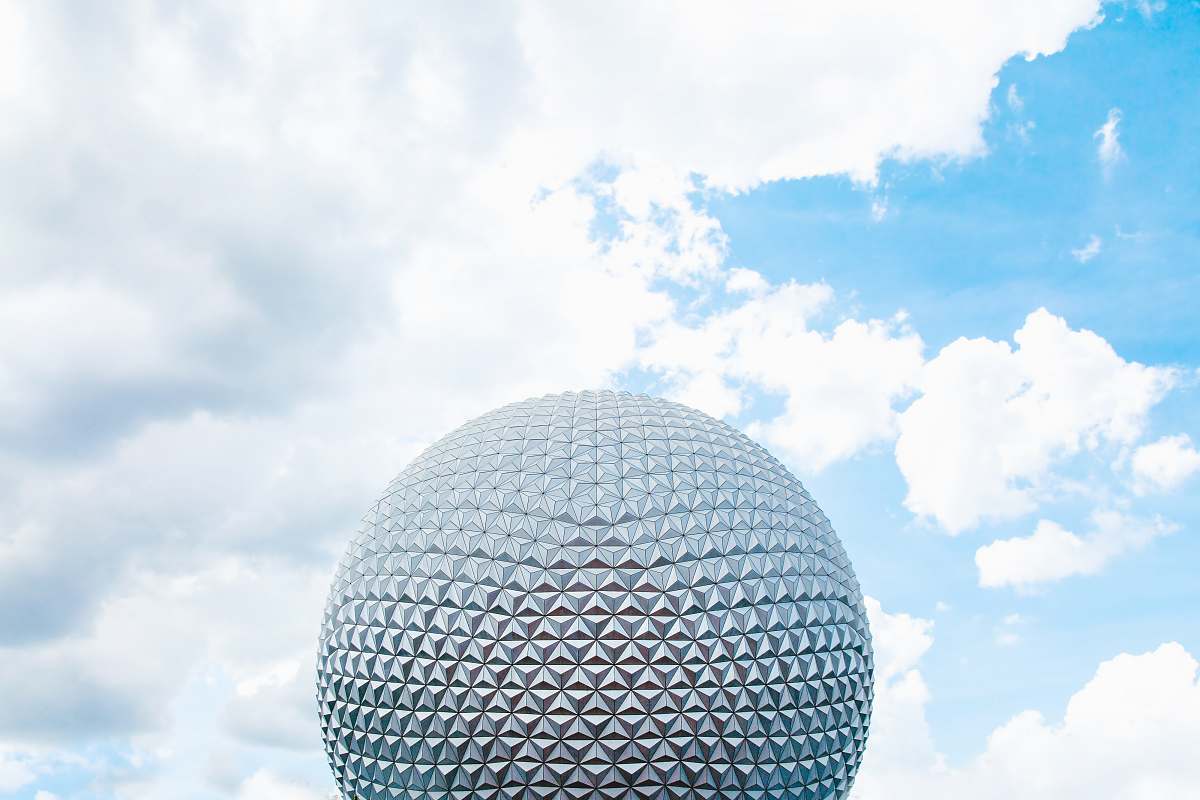 disney round grey architectural structure spaceship earth