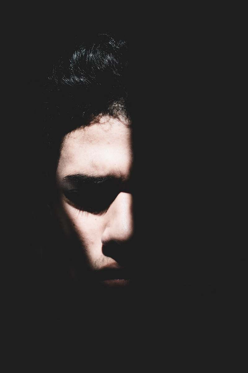 portrait silhouette of half human face people