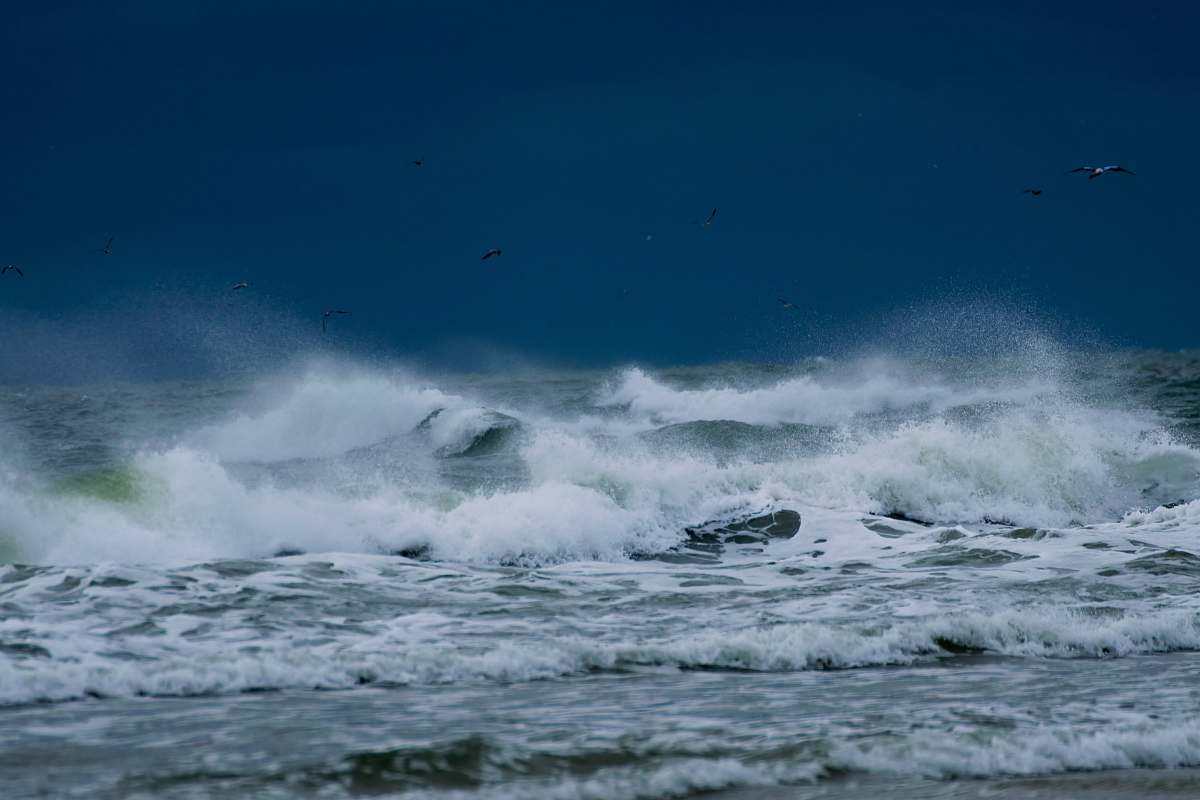 nature photo of sea waves rushing in to the shore outdoors