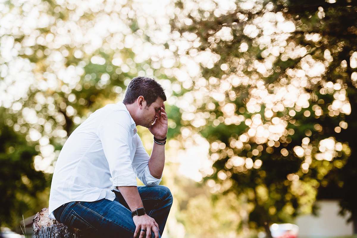 person man on thinking pose human