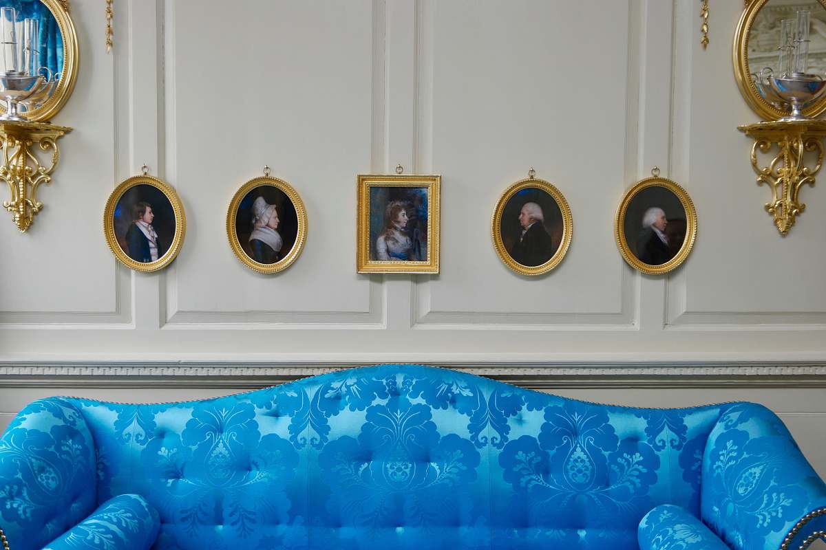 couch blue sofa living room