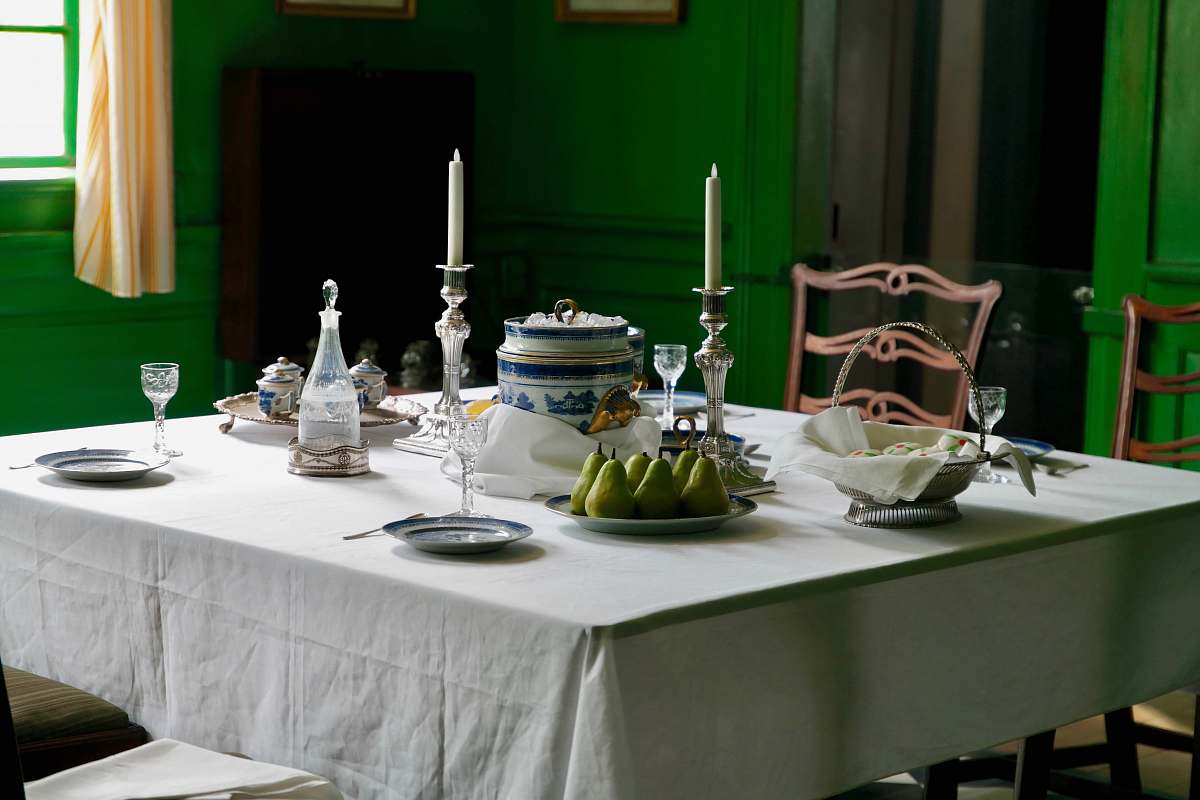 table dinnerware kit on table inside room mount vernon