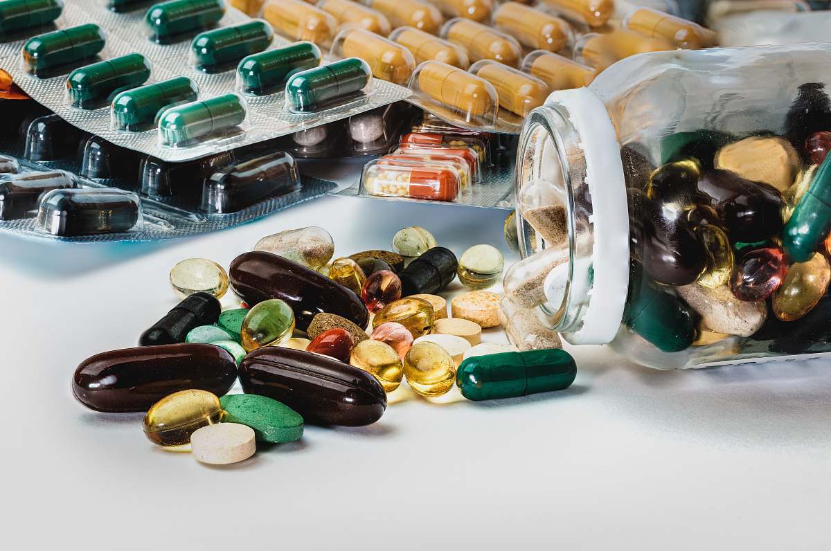 sweets bunch of assorted color and shape pills confectionery