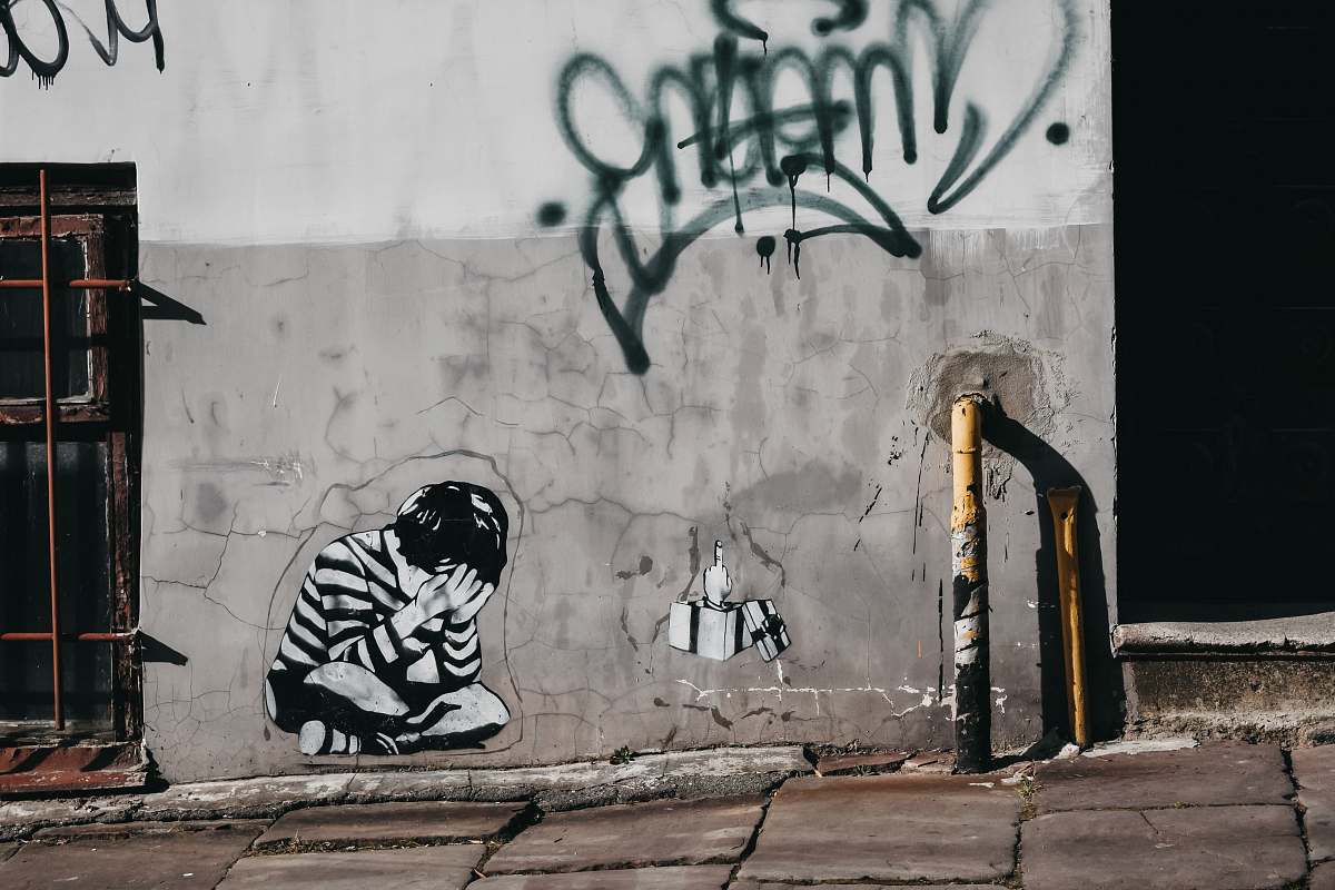 graffiti gray painted wall art