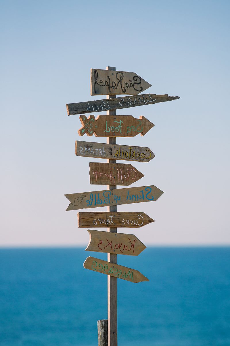 brown wooden road sign during daytime