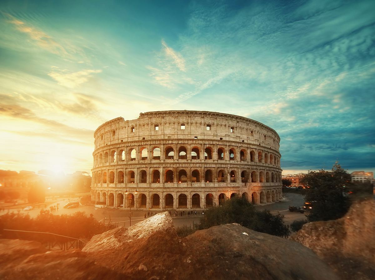 Roman Colosseum Italy Under Clear Sky During Golden Hour Image Free Photo