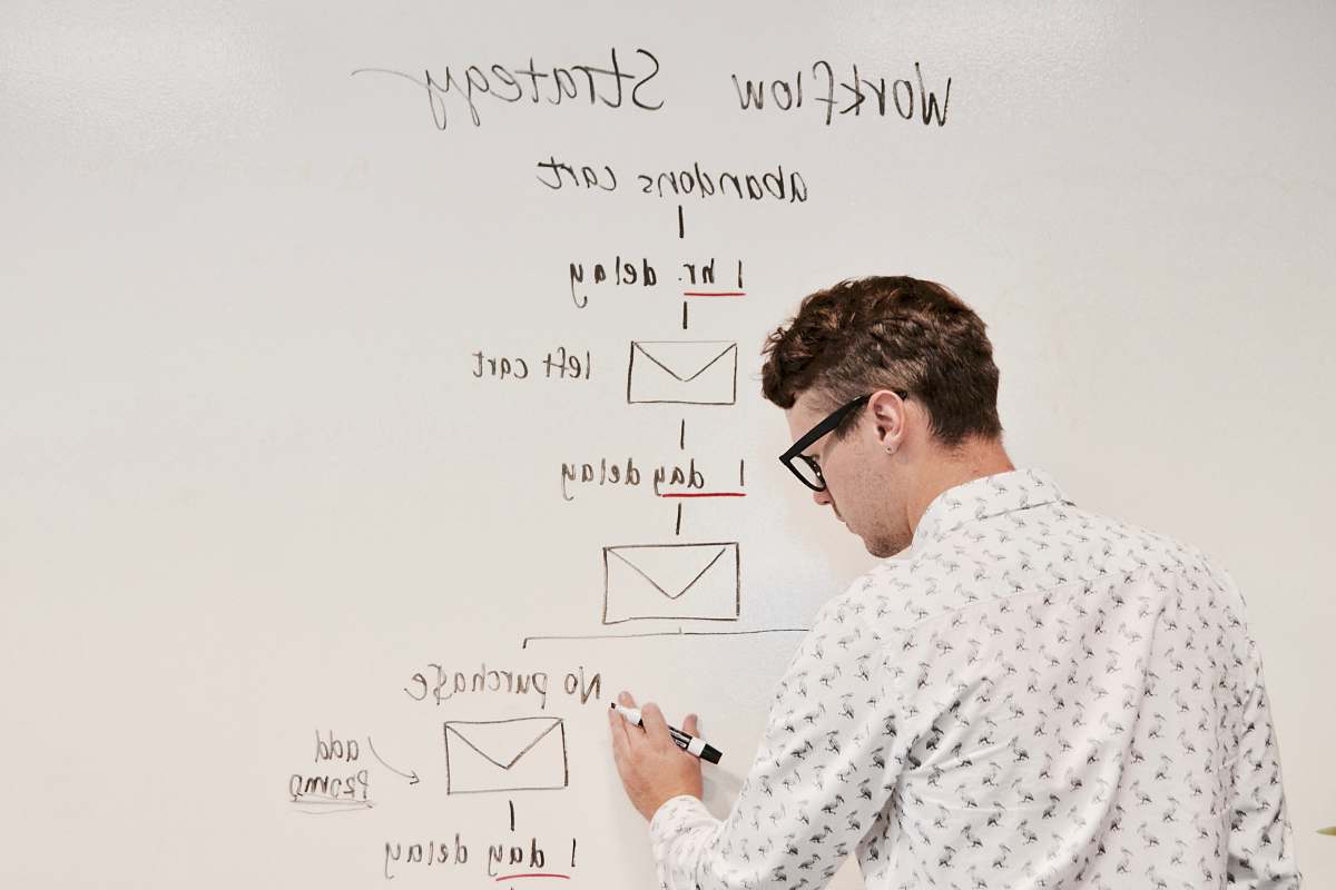 human man writing on white board person