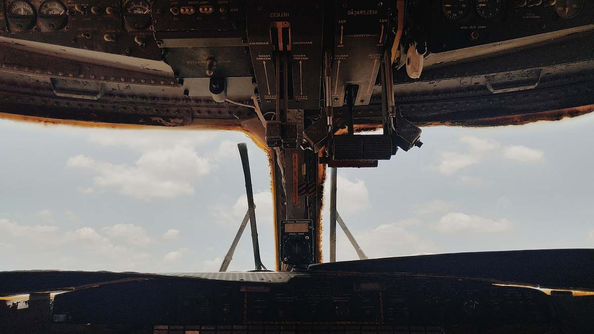 cockpit gray airplane control panel aircraft