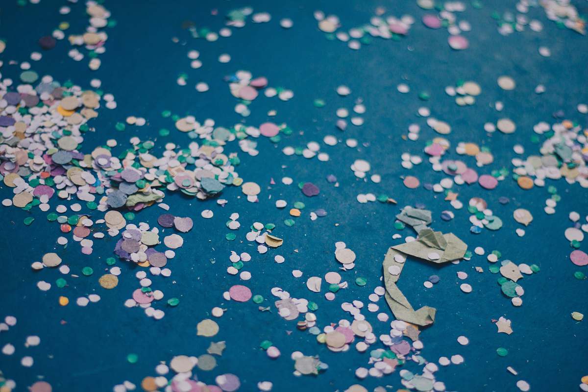 confetti selective focus photography of paper dot paper