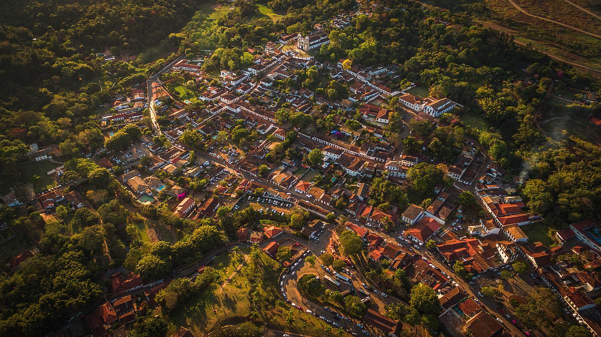 nature bird's-eye photography of city near trees outdoors