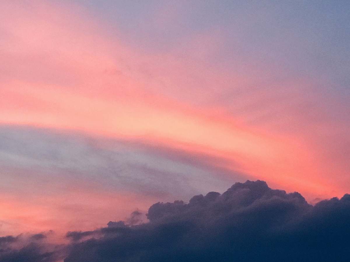 outdoors gray and pink clouds sky