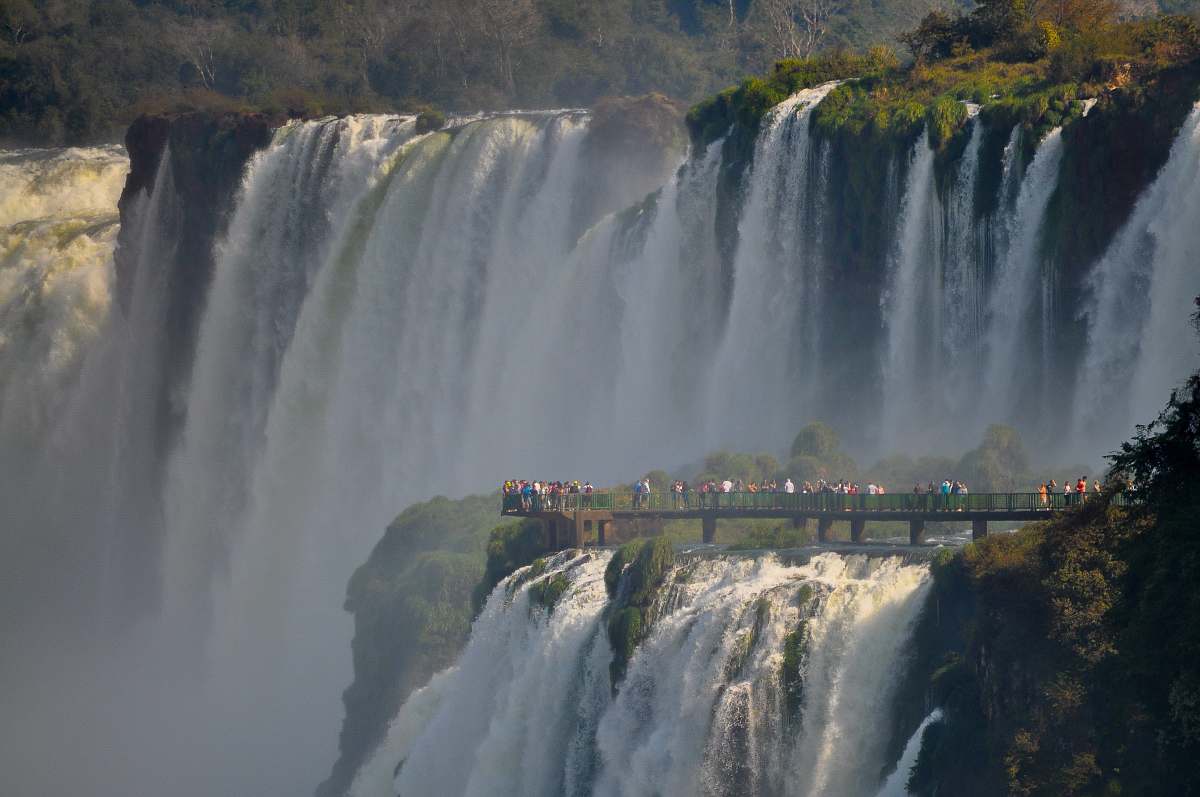 nature people looking at large waterfall water