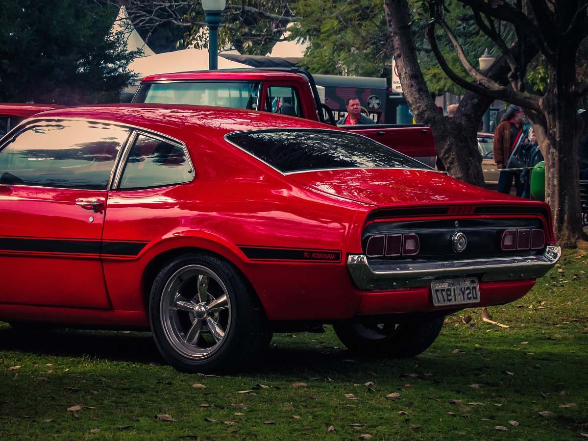 vehicle red coupe car