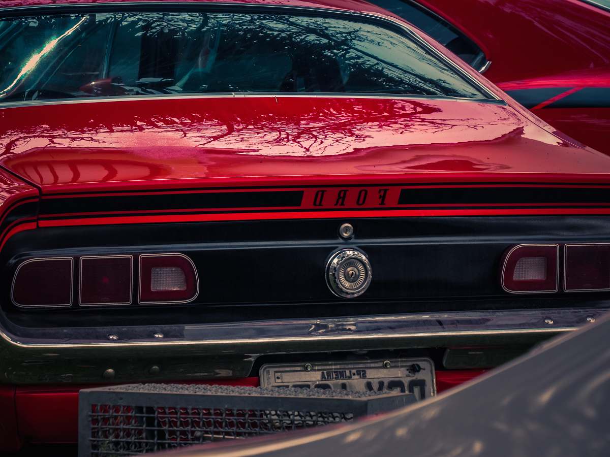car red Ford car vehicle