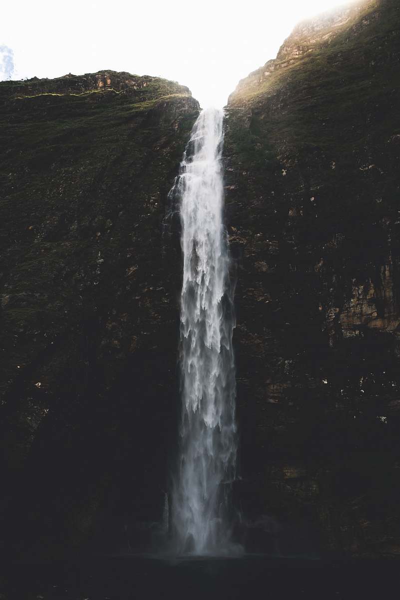 brazil waterfalls in between of rock formation waterfall