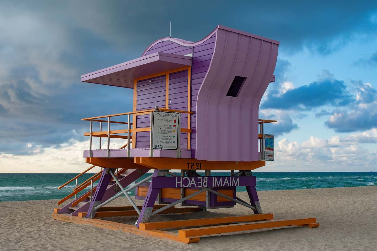 Building Purple And Brown Wooden Miami Beach Cottage By The Beach ...