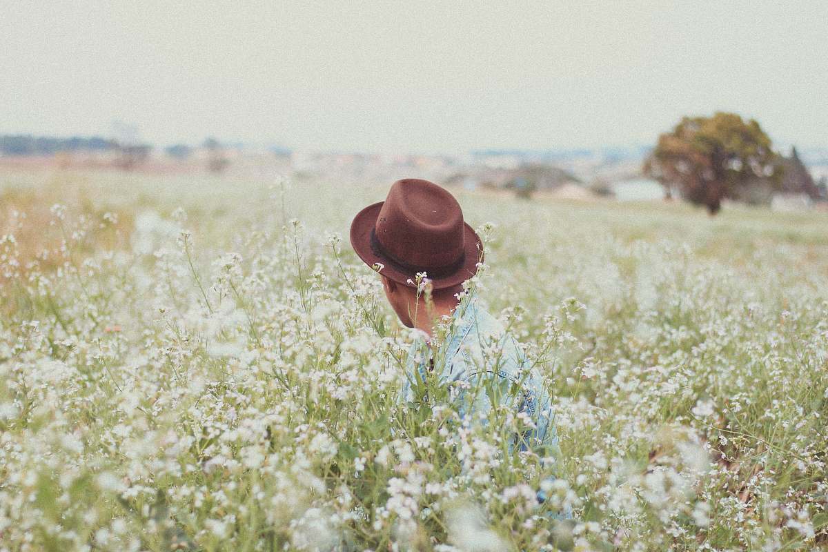 flowers men's brown hat cowboy hat