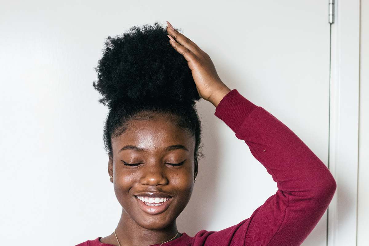 people woman touching her hair hair