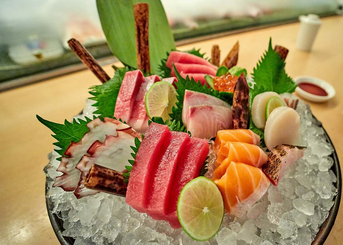 sushi served raw meat morimoto