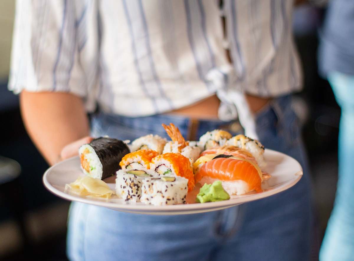 human plate of sushi person