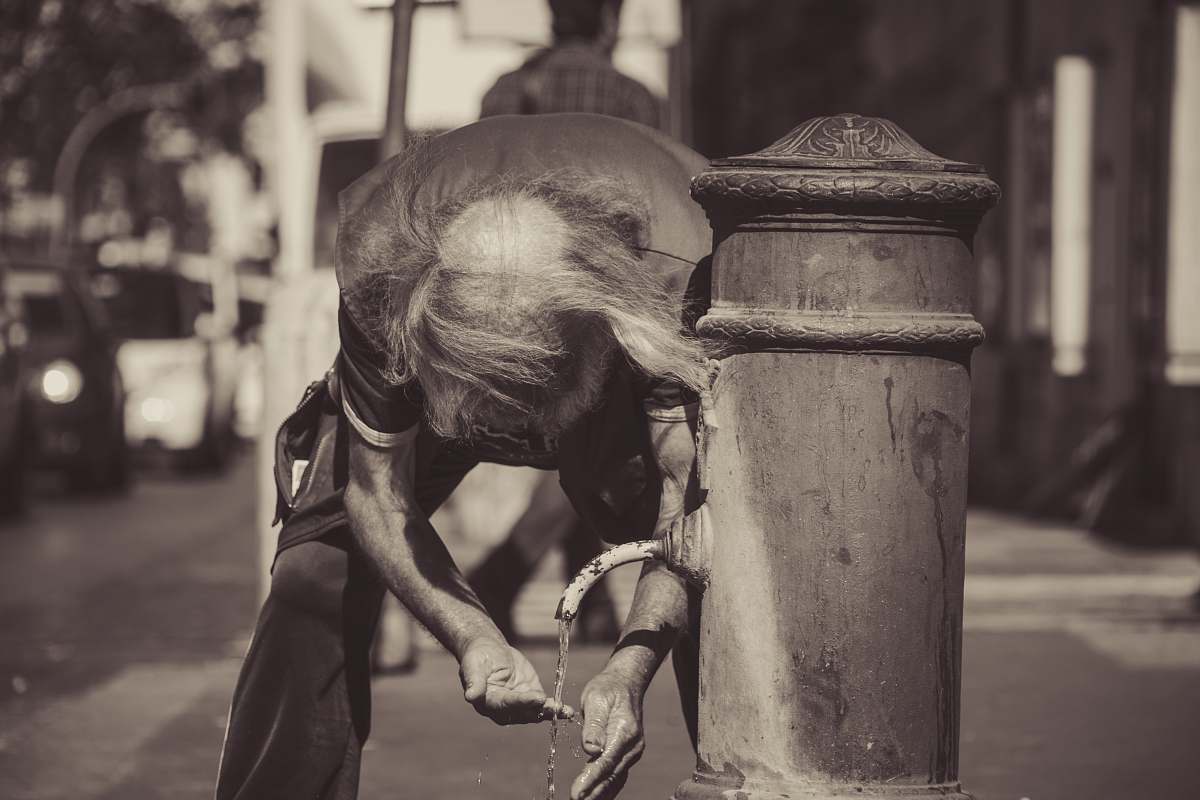 person grayscale photography of person docking outdoor animal