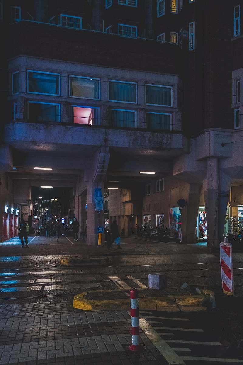 netherlands white painted building taken at nighttime city