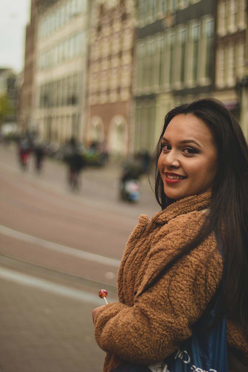 apparel woman in brown coat clothing