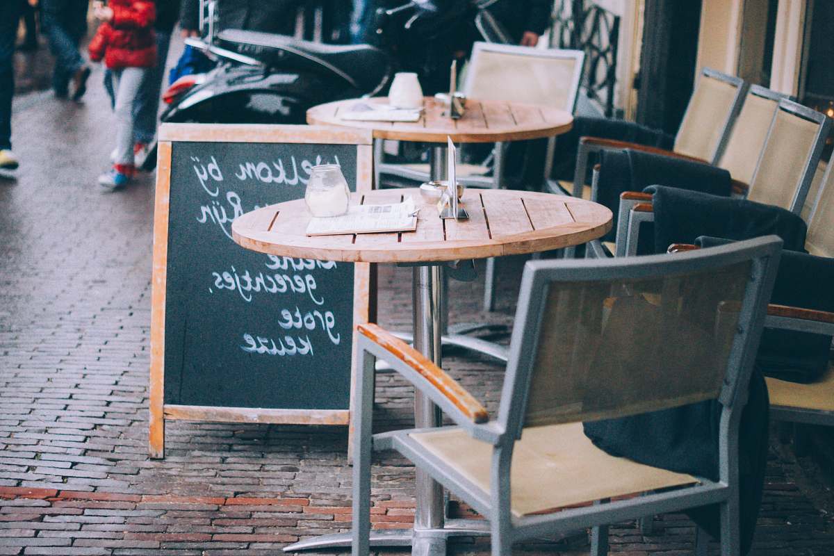 furniture empty cafe near street chair