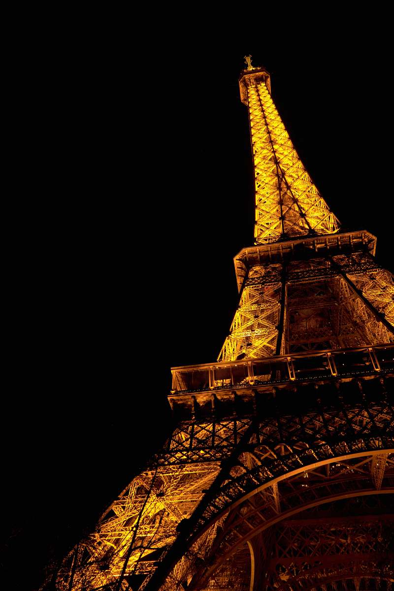 building Eiffel Tower, Paris at nighttime tower