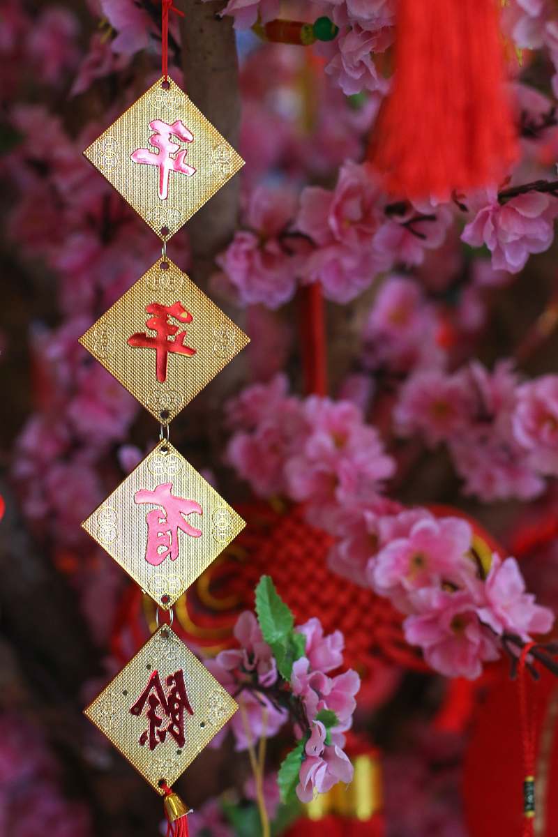 pattern pink petaled flowers ornament
