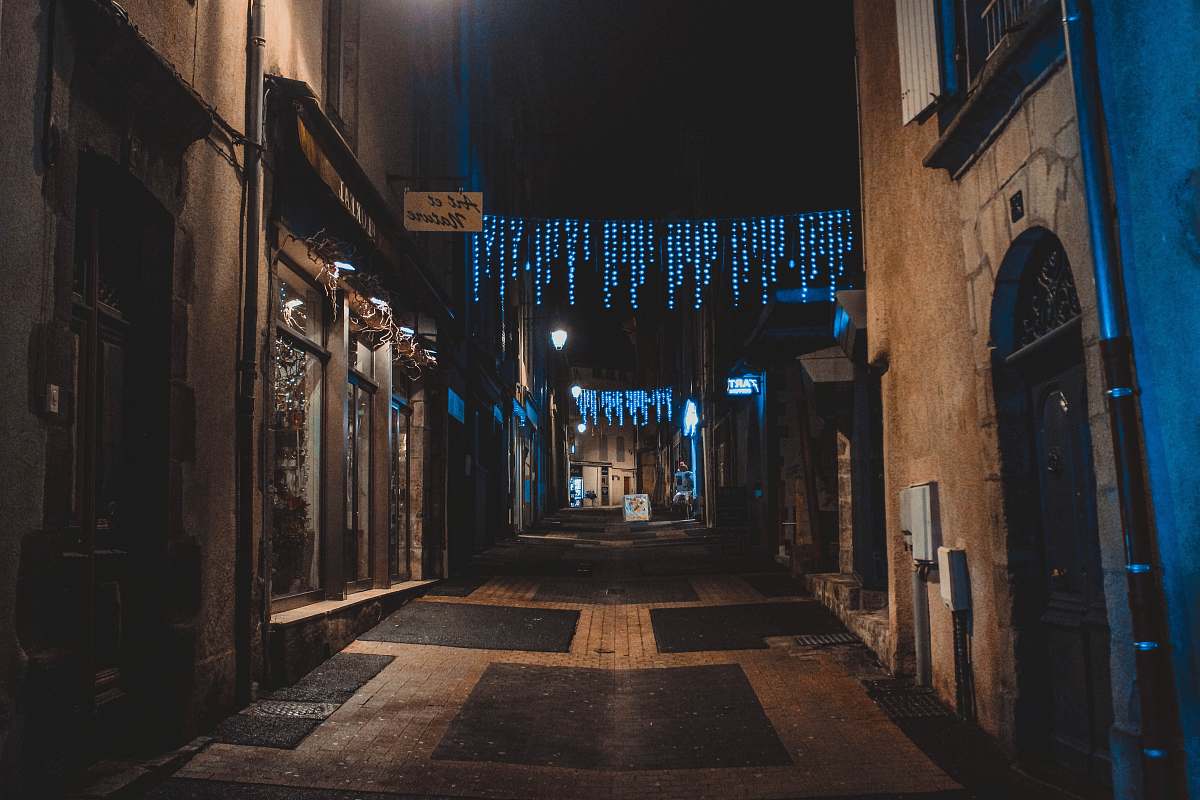urban building during night alley