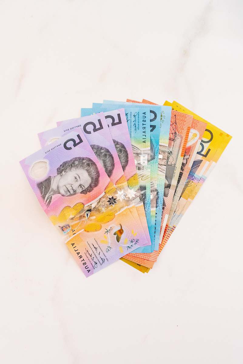 poster assorted Australian dollar banknotes money