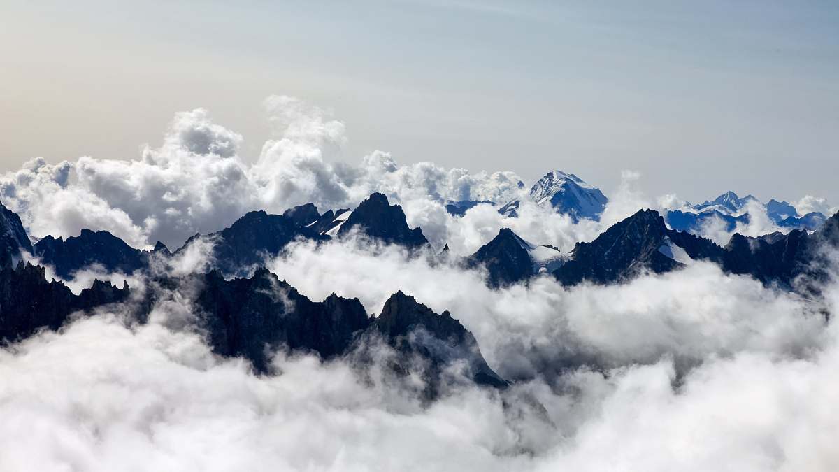 chamonix aerial photography of sea of clouds and mountain mountain