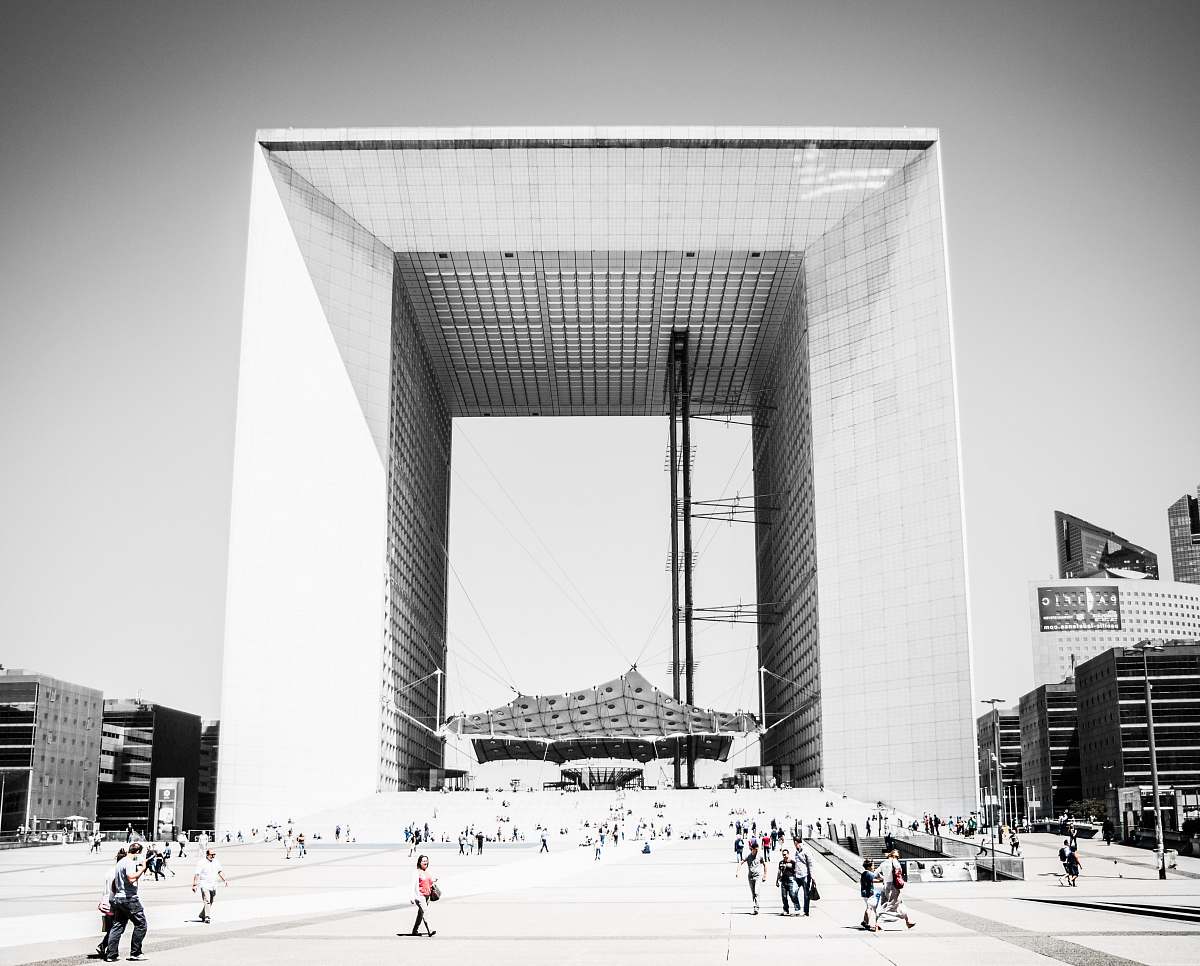 urban grayscale architectural photography of square building architecture