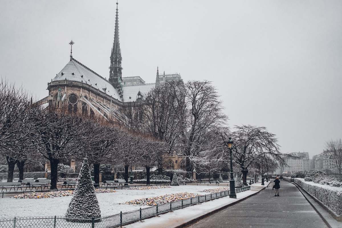 france Gothic cathedral during winter grey
