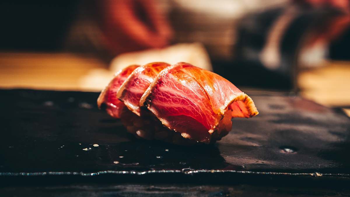 pork bacon strip sushi rin nishimura