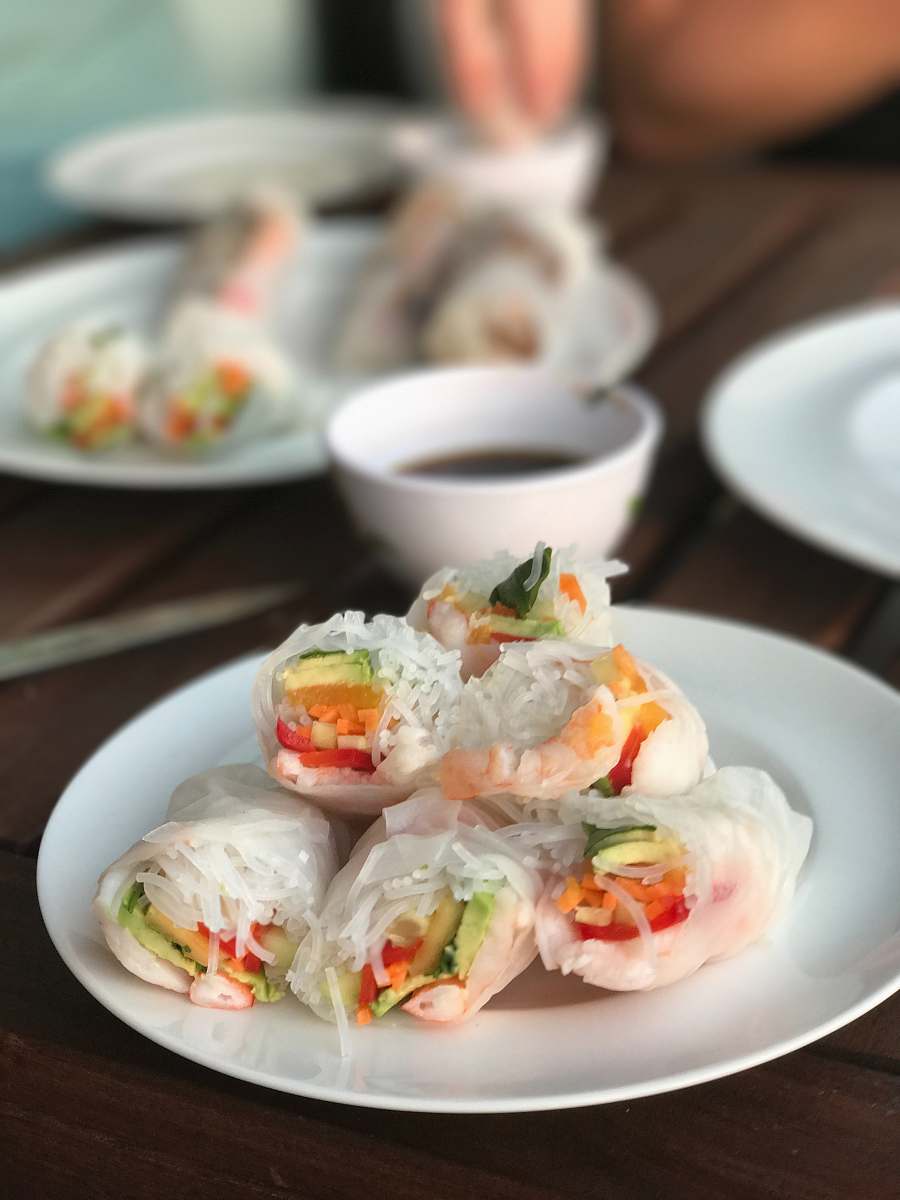 meal spring rolls on plate dish