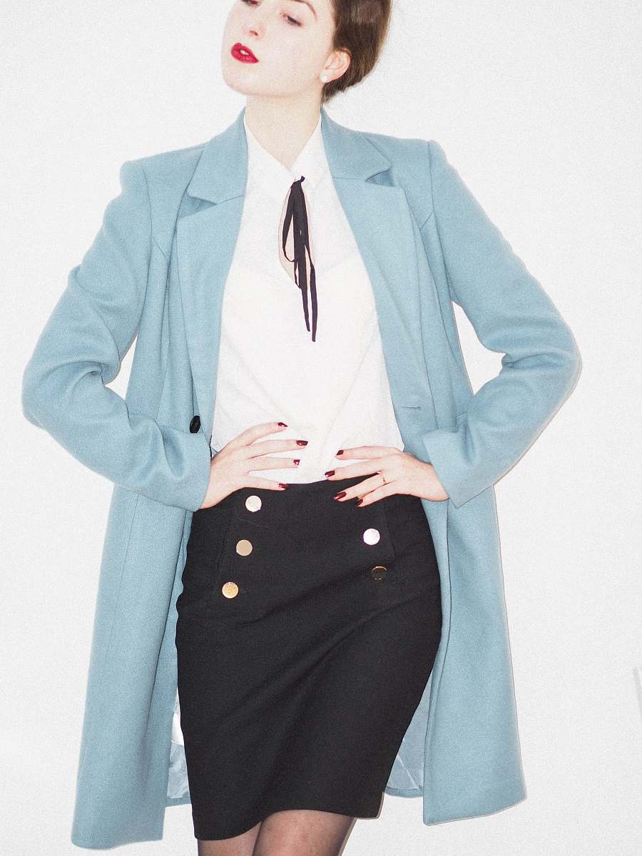 apparel woman in pink blazer and black dress sleeve
