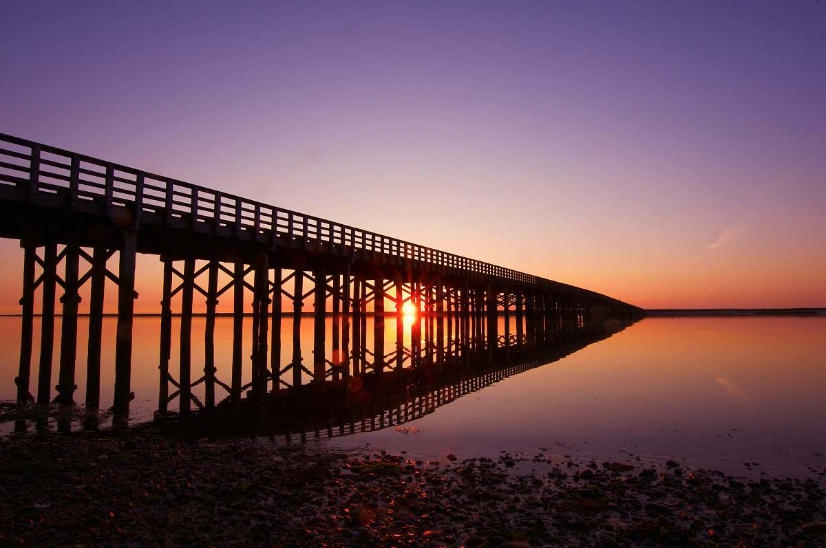 pier silhouette photography of bridge ocean