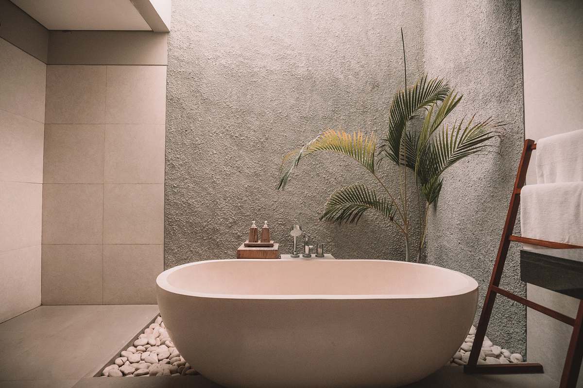 interior white ceramic bathtub bathroom