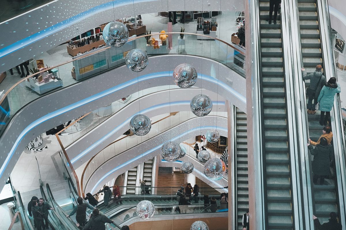 aerial photography of mall interior