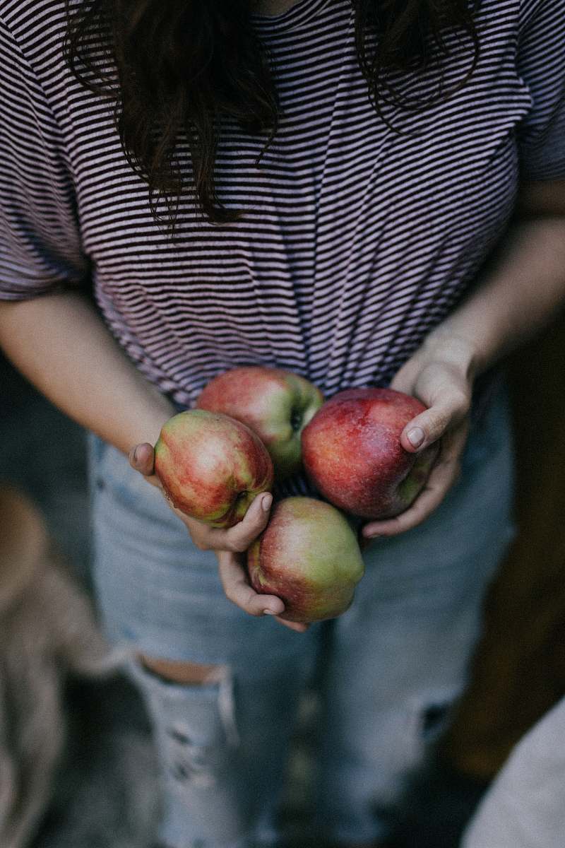 fruit woman holding apples apple