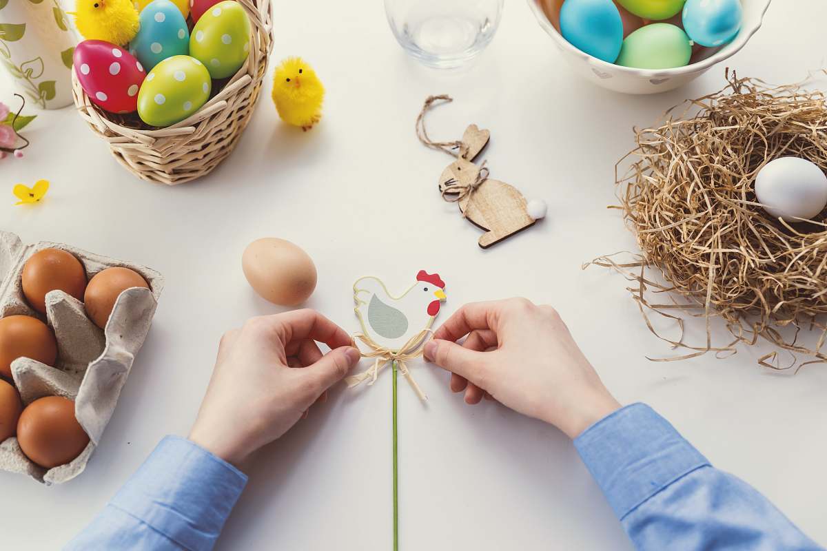 bowl person holding chicken paper cut toy ornament